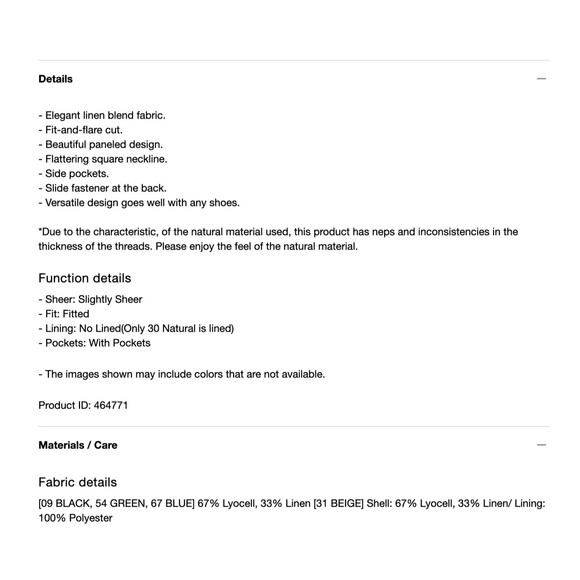 Uniqlo Dress Women XS Green Linen Blend Square Neck Short Sleeves Pockets Midi - Picture 15 of 15